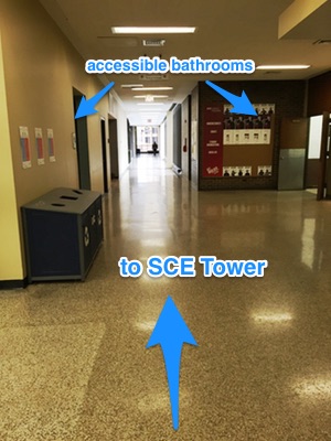Passageway to SCE Tower and accessible bathrooms